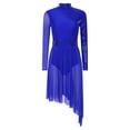 thumbnail image 6 of Aiihoo Women's Sparkly Lyrical Dance Dress Long Sleeve Mesh Tulle Dance Dress Contemporary Dancewear Royal Blue XL, 6 of 7