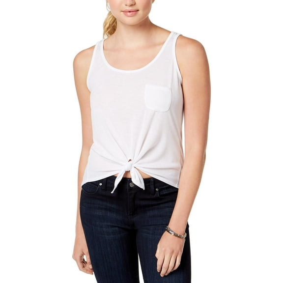 Rebellious One Womens Tie-Front Short Tank Top White S