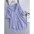 thumbnail image 2 of Women's Striped Button Down Shirts Classic Long Sleeve Stylish Collared Work Blouses Tops M, 2 of 4