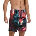 thumbnail image 2 of Sikiie Red Flame Wolf Head Mens Pajama Shorts, Lightweight Lounge Pant with Pockets Soft Sleep Pj Shorts for MenX-Large, 2 of 6
