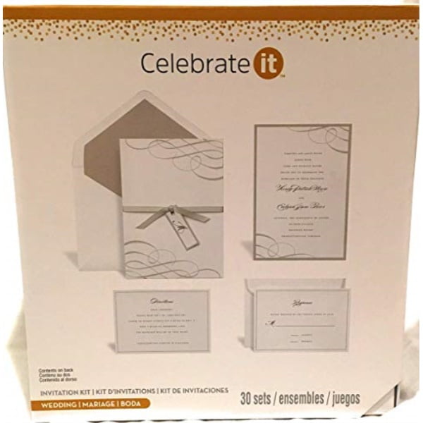 celebrate it wedding invitation kit 30 sets (white w