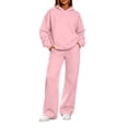 thumbnail image 3 of 2 Piece Lounge Sets for Women Oversized Hoodie With Kangaroo Pocket Wide Leg Pants Elastic Waistband Matching Sweatsuit, 3 of 8