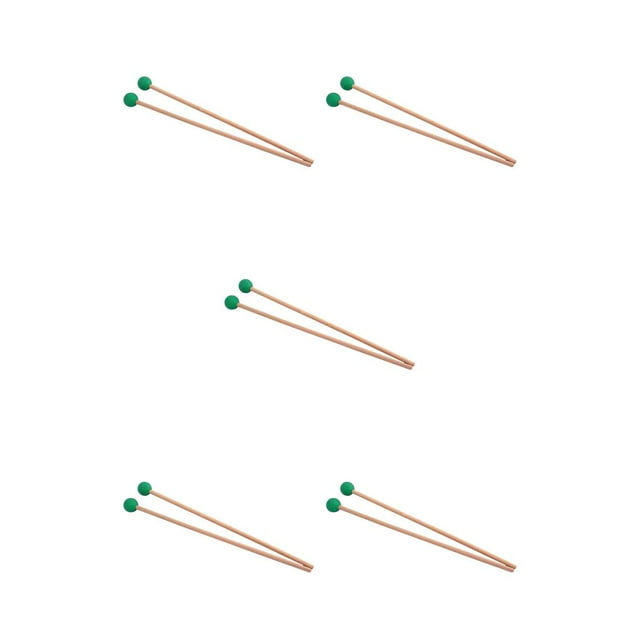ZheElen 2 Pieces Long Drumsticks With Color Rubber Head Professional Marimba Sticks Wood Handle Musical Supply Practice Tools Green WA06 5Set