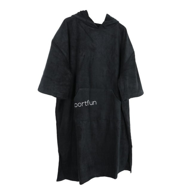 Almencla Serviette de Bain à Capuche pour Adultes Plage Kayak Natation Planche à Voile Robe Poncho Noir