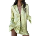 thumbnail image 1 of Kmbangi Ensemble Jupe Haut Femme, Manches Longues Couleur Unie Boutons Haut Taille Haute Demi-Robe Été Automne, 1 of 9