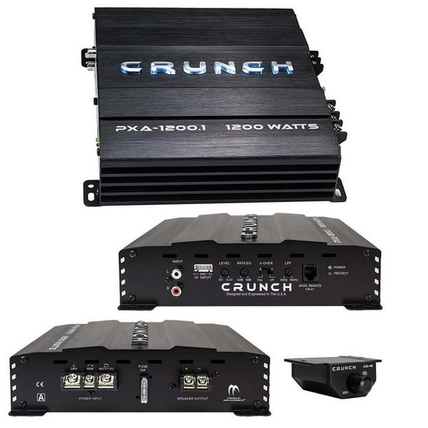 Crunch Mono Ampli 1200 Watts 2 Ohms Stable avec Télécommande Basse