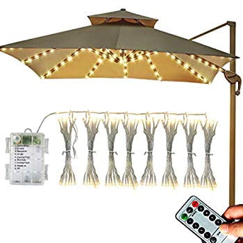 Patio Umbrella String Lights Battery Operated 8 X 13 Led Umbrella Lights With Remote Warm White 104 Led Waterproof Outdoor Lights For Beach Umbrella Camping Tent Balcony Decor Walmart Com Walmart Com