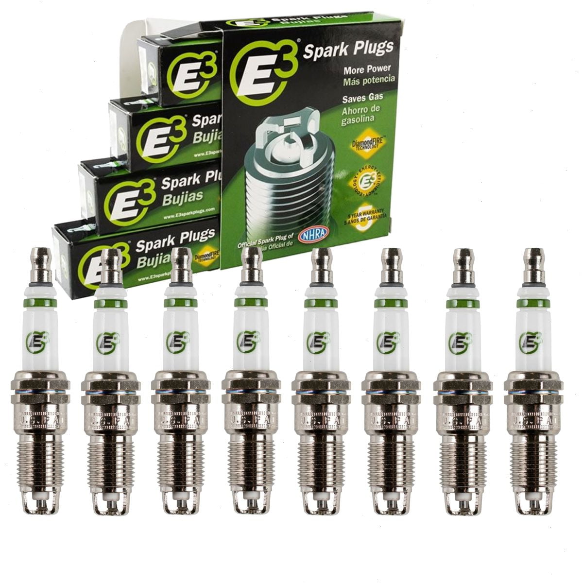 8 pc E3 Spark Plugs compatible with Chevrolet Tahoe 4.8L 5.3L 6.0L 6.2L V8 2000-2014