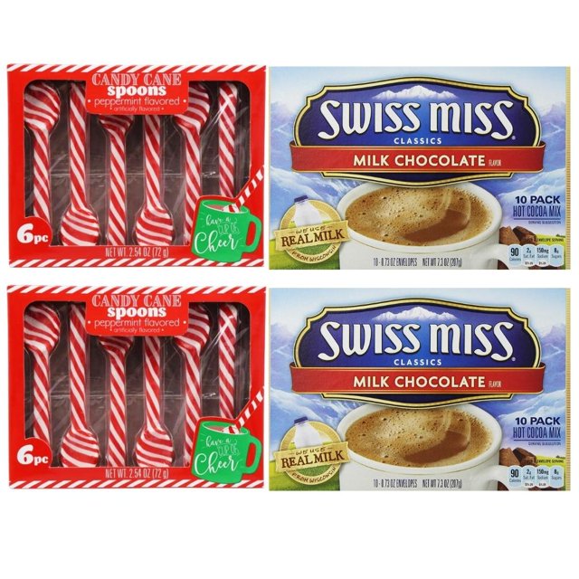 Candy Cane Peppermint Spoon (12ct.) and Classic Milk Chocolate (12ct.) Set Edible Peppermint