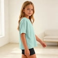 thumbnail image 3 of Lumosvexa Kids Girls Outfits Sets, Short Sleeve T-Shirt and Leggings Summer Sports Comfort Clothes 2 Piece Mint Green 10-12, 3 of 9