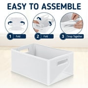 Starplast Collapsible Decorative Plastic Storage Bins, Set of 3, White