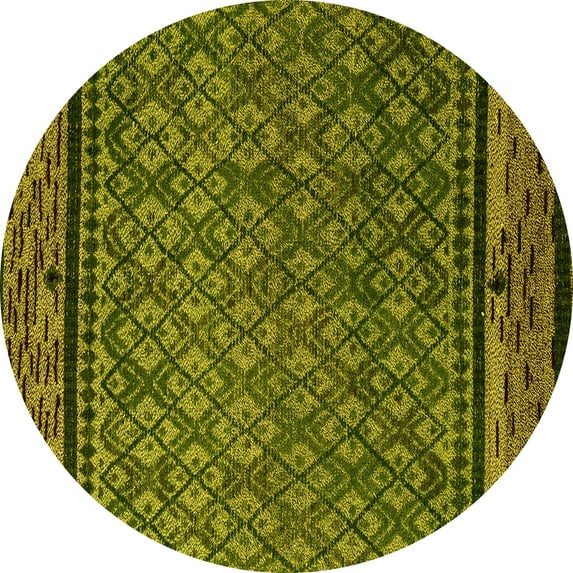 Ahgly Company Indoor Round Abstract Yellow Modern Area Rugs, 5' Round