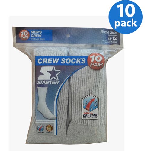 Starter Men's Crew Socks, 10Pack