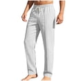 thumbnail image 5 of BXSRUTA Men's Linen Blend Pants with Elastic Waist Drawstring and Pockets Casual Straight Leg Trousers for Summer, 5 of 8
