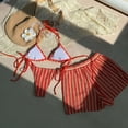 thumbnail image 5 of vigerkar Sexy Halter String Striped Triangle Boyshorts Bikini Sets Bathing Suit 3 Piece (Red, S), 5 of 5
