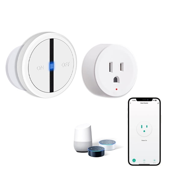 WiFi Smart Outlet Plug with Remote,Nineleaf 1PK Portable Remote Control Outlet Plug with 1PK Magnetic Base Remote,Compatible with Tuya/Smart Life Alexa and Google Home,10A/1500W,TUV FCC List(2.4G)