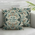 thumbnail image 3 of COMIO Throw Pillow Cover Pray More Worry Less Floral Wreath Bible Quote Christian Verse Faith Style Rectangular Throw Pillow Covers for Couch Sofa Home Decor, 3 of 5