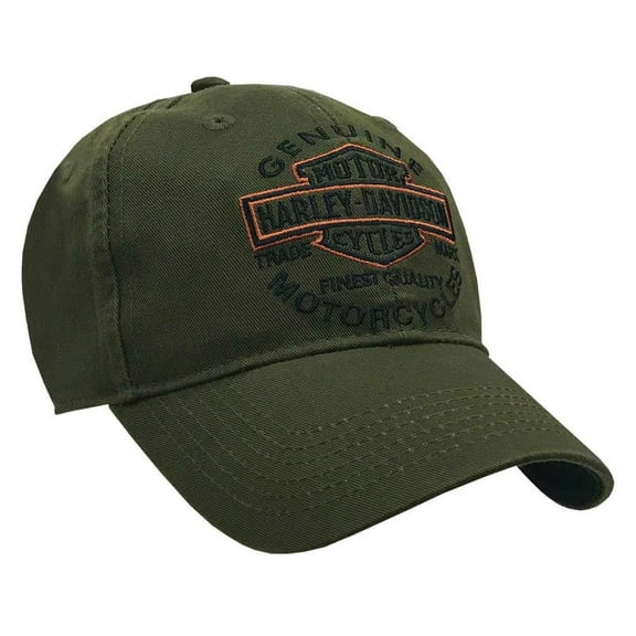 Harley-Davidson Men's Embroidered Long Bar & Shield Baseball Cap, Olive, Harley Davidson