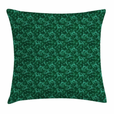 Floral Throw Pillow Cushion Cover, Abstract Blooming Nature with Petals and Leaves Green Toned Illustration, Decorative Square Accent Pillow Case, 24 X 24 Inches, Jade Green Pale Green, by (Best Jade In The World)