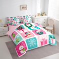 thumbnail image 3 of jejeloiu Cartoon Xmas Snowmen Bedding Comforter Set 7 Pieces,Geometric Plaid Full Bedding Set,Christmas Gifts Fitted Sheet Flat Sheet For Girls Boys,Super Cozy Room Decor Reversible, 3 of 8