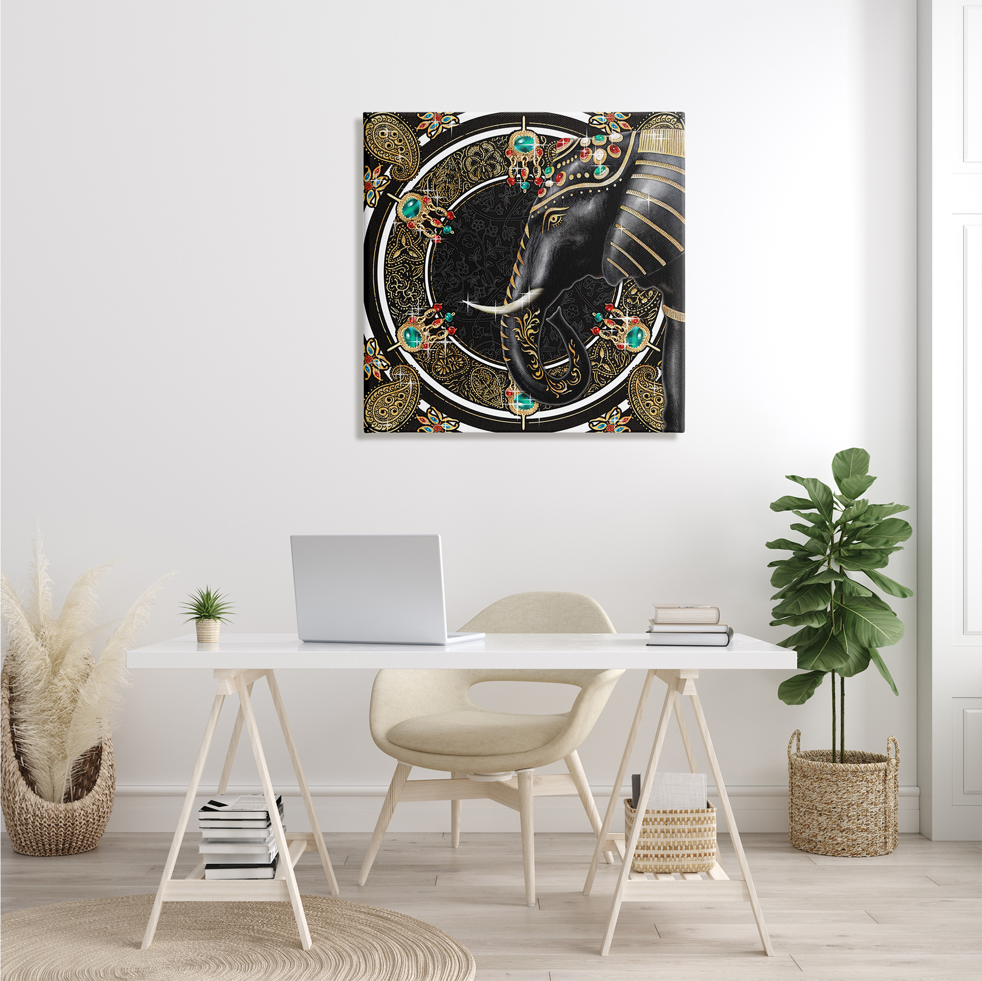 Stupell Industries Glam Elephant Regal Jewelry Paisley Pattern, 30 x 30, Design by Ziwei Li