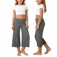 thumbnail image 2 of OOOUM Girls Capri Pants Elastic Waist Wide Leg Pants Stylish And Comfortable Casual Trousers For Various Sports Grey 11-12 Years, 2 of 8