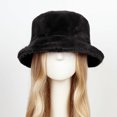 thumbnail image 4 of Xfvqtps Womens Bucket Hat Fluffy Plush Faux Fur Fuzzy Solid Color Simplicity Thick Coldproof Warm Outdoor Fall Winter Fishing Hat Black, 4 of 5