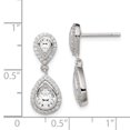 thumbnail image 4 of 925 Sterling Silver CZ Pear with Halo Post Dangle Earrings, 4 of 5