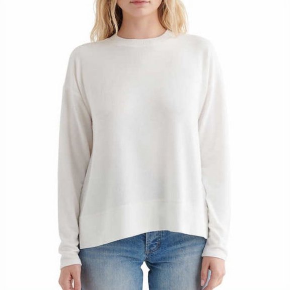 Lucky Brand Womens Long Sleeves Cozy Crewneck Sweatshirt,Marshmallow,Medium