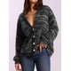 thumbnail image 3 of Suéter PRETTYGARDEN a Rayas con Botones y Cuello en V Negro Talla L, 3 of 4
