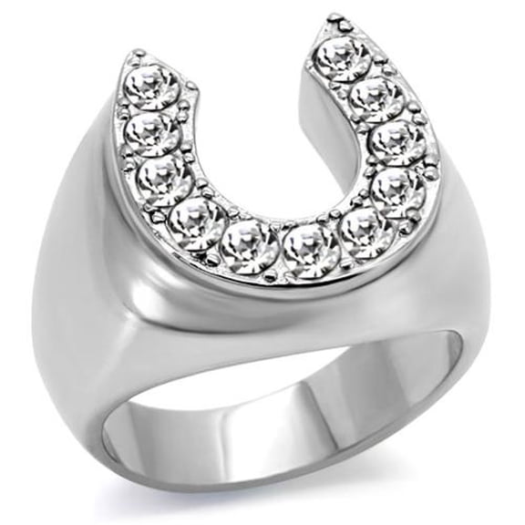 Men's 1.26Ct Cubic Zirconia Stainless Steel 316 Silver Horseshoe Ring Size 8