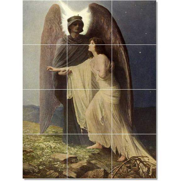 Ceramic Tile Mural-Herbert Gustave Schmalz Angels Painting 34. 12.75" w x 17" h using (12) 4.25 x 4.25 ceramic tiles