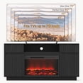 thumbnail image 6 of PAPROOS Fireplace TV Stand for 70 Inch TV, 64'' Wide Wood TV Cabinet with 30'' Electric Fireplace, Modern Fluted Entertainment Center TV Console Table for Living Room, Black, 6 of 8