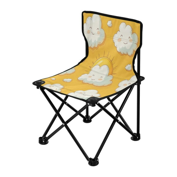 Outdoor Folding Chair 14.46x14.46x22.83 Inches, Camping Folding Chair Easy to Carry Ideal for Outdoor Picnics Camping Park Fishing Cartoon Clouds and Sun