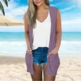 thumbnail image 1 of IMENGL Casual solid print v neck coat open front, Purple 3XL, Size M-3XL, 1 of 7