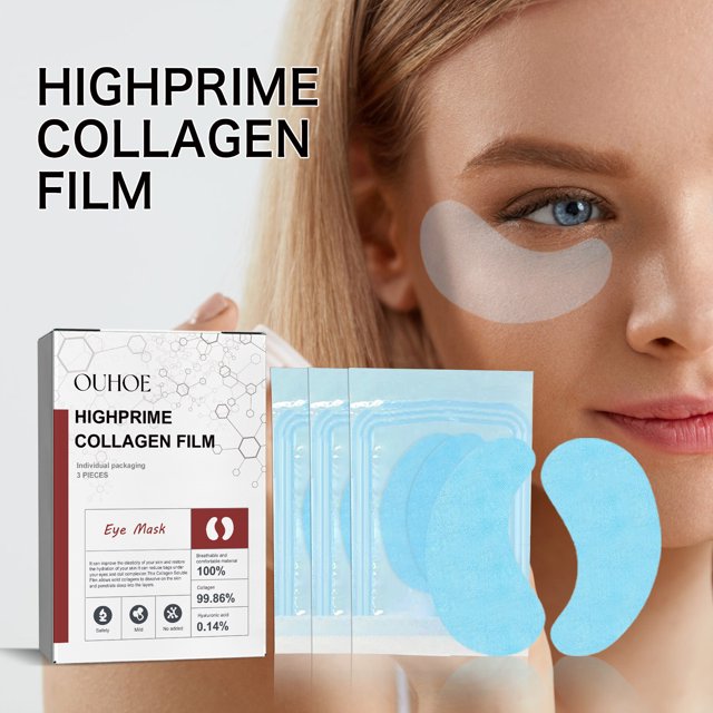 Parches de colágeno hidrolizado debajo de los ojos - 3 pares de mascarilla antienvejecimiento para ojos con complejo de proteínas para ojeras, líneas finas y arrugas - Mascarillas de tratamiento