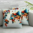 thumbnail image 3 of COMIO Throw Pillow Covers Watercolor World Map Colorful Painting Pillowcase Decor for Room Bed Chair, 3 of 5
