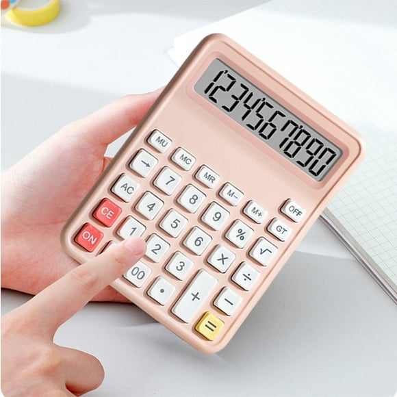 Basic Calculator Silent Keyboard | Portable Slim Design | White/Gray/Green/Purple/Pink Plastic | Large Display | Quick Math Operations | Battery Powered | 5.12"x3.74"