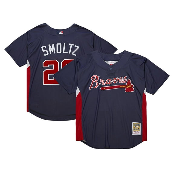 Men's Mitchell & Ness John Smoltz Navy Atlanta Braves Authentic Batting Practice Jersey
