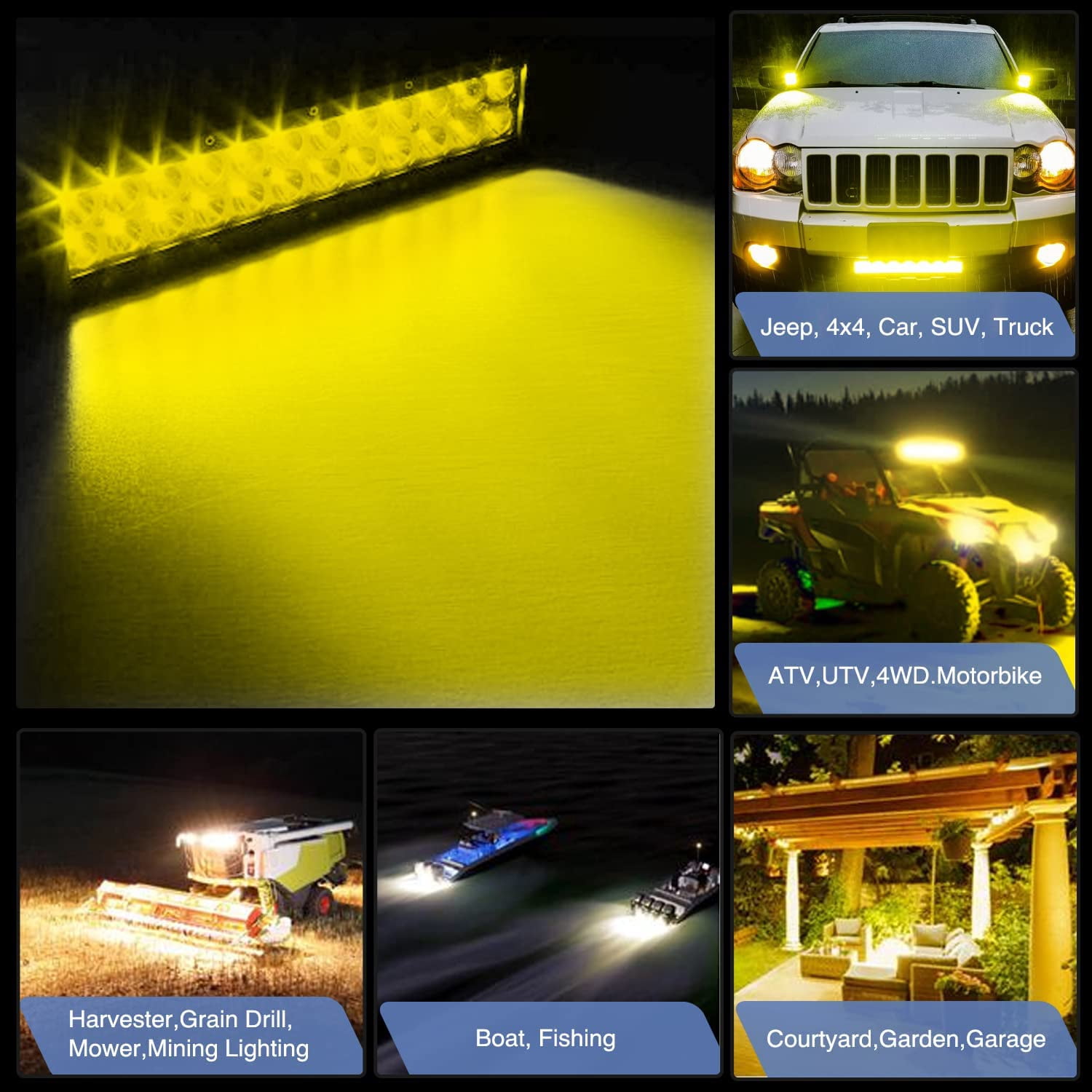 Waywe 20 Inch 420W Triple Row LED Light Bar Spot Flood Combo Off-Road Driving Work Light with 16AWG Wiring Harness for Truck SUV ATV UTV Boat Golf Cart