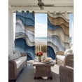thumbnail image 4 of Modern Blue Brown Blackout Curtains 45 Inches Long for Bedroom, Coastal Beach Wave Geometric Thermal Insulated Room Darkening Black Out Window Curtain Panels Grommet Drapes for Living Room, 4 of 8