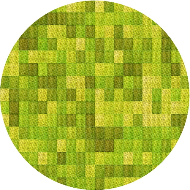 Ahgly Company Machine Washable Indoor Round Transitional Pistachio Green Area Rugs, 3' Round