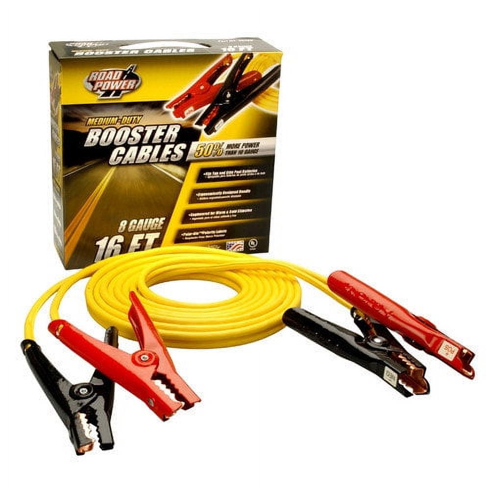 Road Power 84358802 8 Gauge 12' Yellow Booster Cables