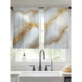 thumbnail image 2 of White Marble Sheer Curtains 54 Inch Long 2 Panels, Gold Crack Texture Modern Luxury Decor Light Filtering Rod Pocket Semi Sheer Curtains, Sheer Voile Drapes for Living Room Bedroom, 52"x54", 2 of 5