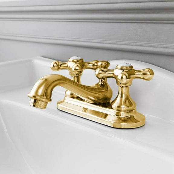 Teapot Centerset Bathroom Sink Faucet - Metal Cross Handles