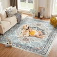 thumbnail image 4 of Machine Washable Rug, Neutral Floral Vintage Area Rugs for Living Room, Bedroom, Dining Room, Hallway Kitchen Entryway Corridor Floor Carpet Runner with Non-Slip Pad, 4 of 7