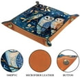 thumbnail image 3 of Women Girls Leather Square Dish Trinket Plate Jewelry Tray for Mothers Day Birthday Gift, Animal Owls Leaves, 3 of 6