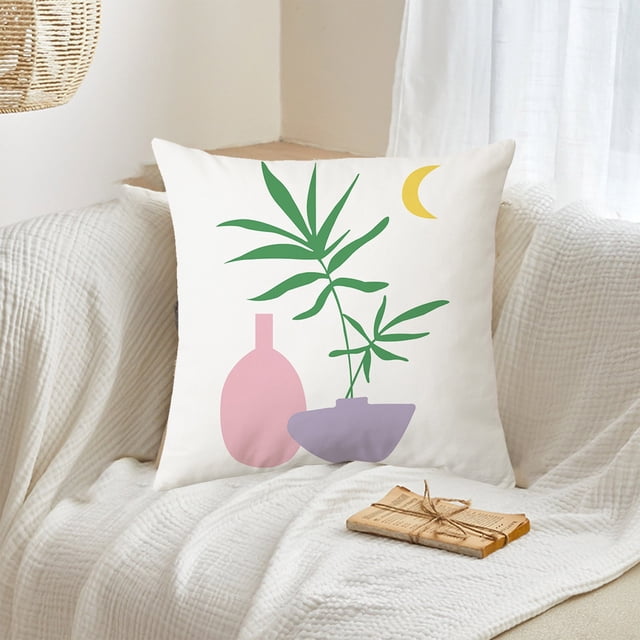 DPTALR Bohemian Style Pillow Set Office Cushion Botanical Printed Pillow Cushion Sofa Pillow Bed Backrest