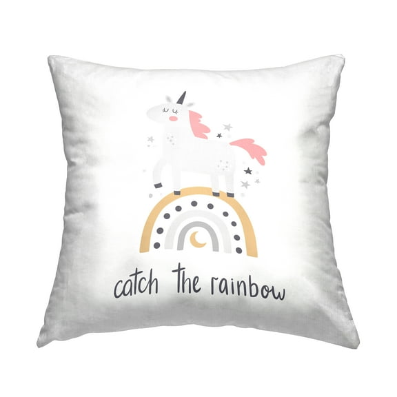 Stupell Industries Catch The Rainbow Phrase Square Decorative Printed Throw Pillow, 18 x 18