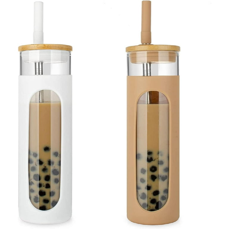 3pcs Glass Cup with Bamboo Lid and Straw Clear Tall Coffee Mugs with Handle  for Iced Coffee, Tea, Be…See more 3pcs Glass Cup with Bamboo Lid and Straw